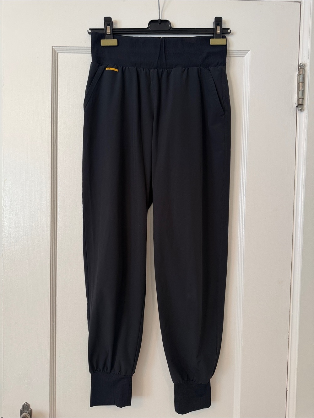 Lole Black Track Joggers with Subtle Yellow Tab
